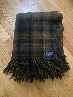 Pendleton Blanket Stadium Throw 100% Virgin Wool Blanket Fringe 62”x52” • $49