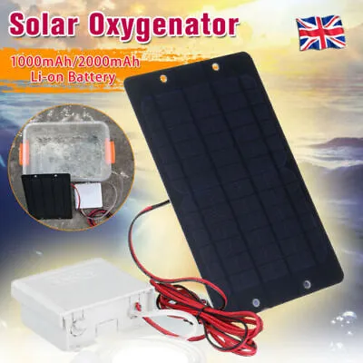 £18.99 • Buy Solar Powered Oxygenator Pond Portable Water Oxygen Pump Air Stone Aerator Tank