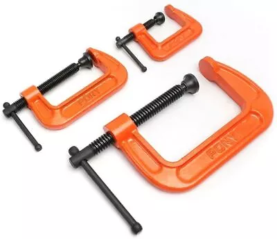 PONY 3 Pieces Mini Malleable Iron C-Clamp/G-Clamp Set 1  2  3 Alloy Steel Clamps • $23.99