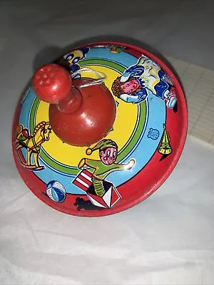 J Chein & Co Tin Litho Spinning Toy Top Metal Wooden Handle Raggedy Ann 1950-60s • $14.95