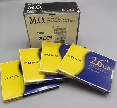 4 SONY M.O. EDM 2600B 2.6gb 130mm 5.25  Magneto Optical Disks 3 SEALED 1 OPEN • $65