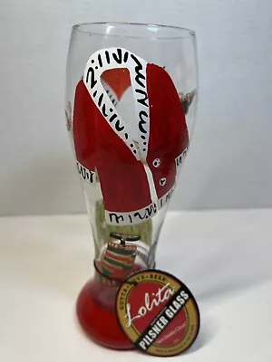 Lolita HOT DADDY CLAUS Beer Glass Christmas Hand-Painted W/Gift Storage Box NEW! • £11.39