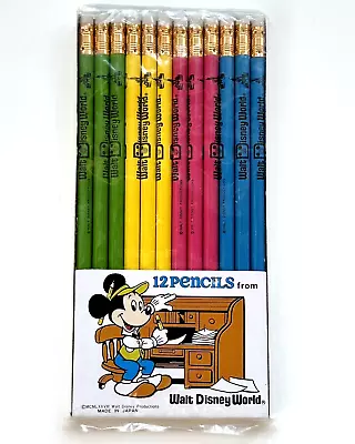 Vintage Walt Disney World Pack 12 Pencils Mickey Mouse 1978 Japan Sealed Package • $10