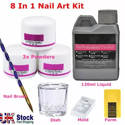 Acrylic Nail Powder Acrylic Liquid Set Professional Nail Art Kit Manicure Set UK • £6.98