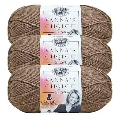 (3 Pack) Lion Brand Yarn 860-125B Vanna's Choice Yarn Taupe • $15.35