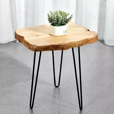 Live Edge Side Table With Hairpin Legs Natural Edge Side Table Small Nightstan • $129.90