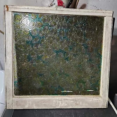 Antique Florentine Privacy Glass Window Pane Color Tinted Embossed Flowers Daisy • $325