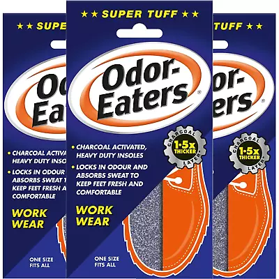 Odor Eaters Super Tuff Shoe Odour Control - Washable Work Wear Insoles - 3 PAIRS • £14.99