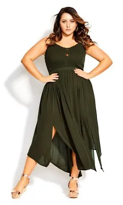 $45 • Buy City Chic Belize Dress Khaki BNWT $119.95 Ladies Plus Size XXS 12