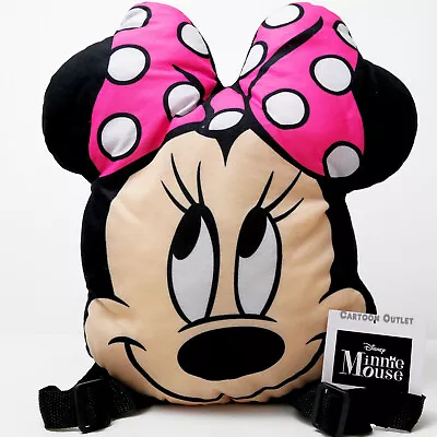 Disney Minnie Mouse Girls Backpack Bag Plush Head Birthday Gift New • $14.23