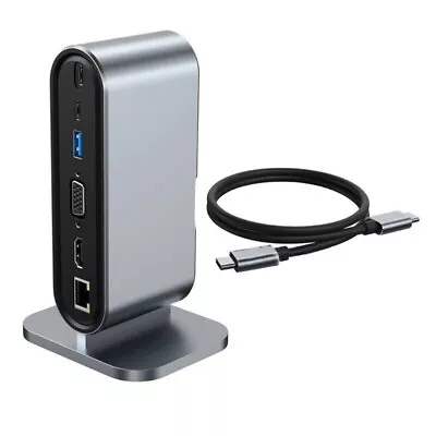 12 In 1 USB C HUB Type C To 4K HD RJ45 VGA PD Power Adapter Dock ( Grey ) • $88