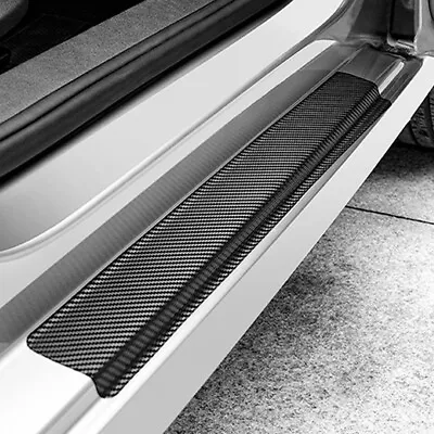 4pcs Car Accessories Door Sill Scuff Plate Protector Guard Carbon Fiber Stickers • £5.42