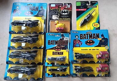 Set Of 10 Vehicles. Vintage 1989 Ertl Batman Batmobile Batboat Penguin Joker • $89