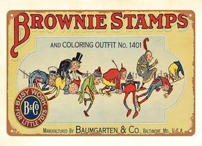 Wall Decor 1900s Brownie Stamp Baumgarten Co. Baltimore Maryland Metal Tin Sign • $18.93