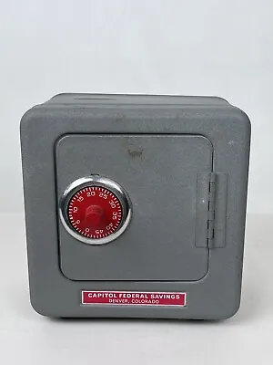 Vtg Combination Safe Coin Bank Superior Toy Mfg Co 5” X 5” X 4” Steel Gray Combo • $15.99