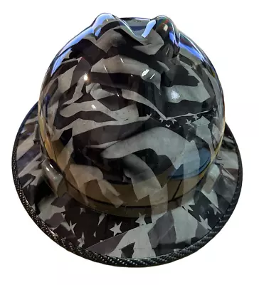 Hydro Dipped Hard Hat MSA Fullbrim Midnight Flags Gloss W Edgegard • $110