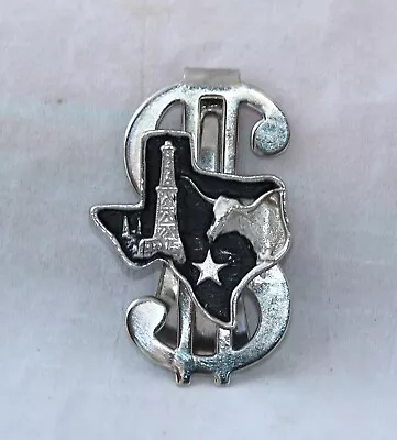 Vintage Texas Lone Star Money Clip Black And Silver Tone • $14.99