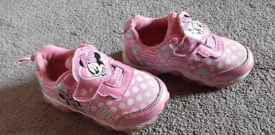 Child Toddler Size 7 Minnie Mouse Sneakers Pink White Dots Hearts Flowers Shoes  • $9