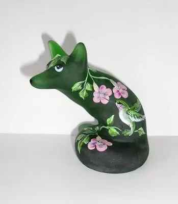 Fenton Glass Emerald Green Ruby Throated Hummingbird Fox Figurine Ltd Ed #5/35 • $178.50