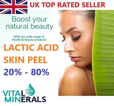 Lactic Acid 20% - 80% AHA SKIN PEEL ACNE BLACKHEAD DARK SPOT TREATMENT FREE P&P • £7.97