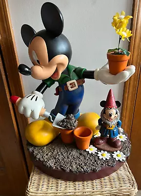 Disney Big Fig Figure Statue Mickey Mouse With Gnome Gardening Figurine RARE • $529.99