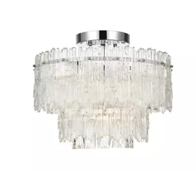 Crystal Chandelier Flush Mount Chrome Foyer Dining Room Foyer Light Fixture 15  • $380