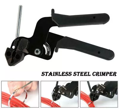 Stainless Steel Metal Cable Tie Fasten Gun Pliers Crimper Tensioner Cutter Tool • £19.99