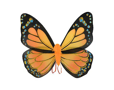 Womens Adult Orange Black Glitter Monarch Butterfly Wings Costume Accessory Prop • $17.95