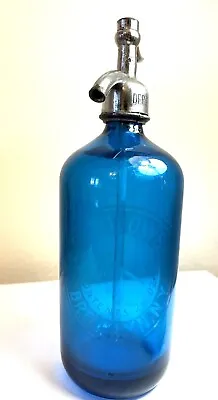 Vintage I. Sokolowsky Blue Glass 26 Oz Seltzer Bottle -Czechoslovakia • $60