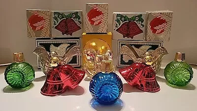 Lot 8 Vintage Avon Christmas In Original Boxes Decanters Silver Ornaments 1970s • $27.95