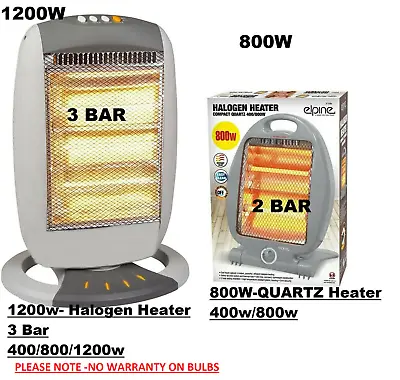 Portable Electric Halogen Heater Instant Heat Free Standing Oscillating Quartz • £13.99