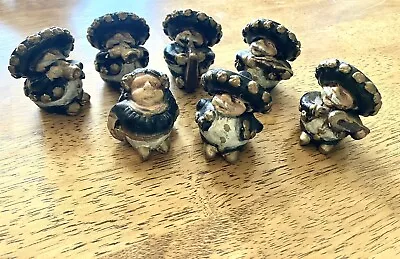 Set Of 7 Vintage Mexican Pottery Fat Mariachi Band Folk Art Miniature • $44.99