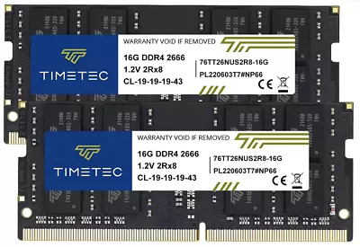 Timetec  32GB Kit (2x16GB) Memory Upgrade DDR4 2666MHz PC4-21300 • $49.99