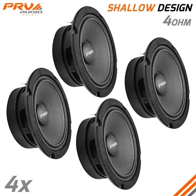 4x PRV Shallow 6.5  Midrange Slim Speakers Car Audio 200 Watts 4 Ohms 6MR200A-4 • $99.64