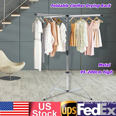 Tripod Clothes Drying Rack Laundry Coat Foldable Clothes Stand Hanger Portable • $33.25