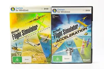 Microsoft Flight Simulator X Gold Edition Deluxe & Acceleration Expansion PC • $20.23