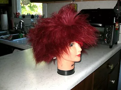 Halloween Burgundy Spiked  Synthetic Wig Wild And Crazy Washable • $24.99