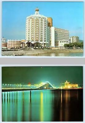 2 Postcards MACAU CHINA ~ Taipa Bridge At Night HOTEL LISBOA  4 X6  Macao • $6.78