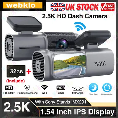 32GB+Car Camera Dash Cams  Wifi DVR Dashcam 1600P HD Night Vision Video Recorder • £29.99