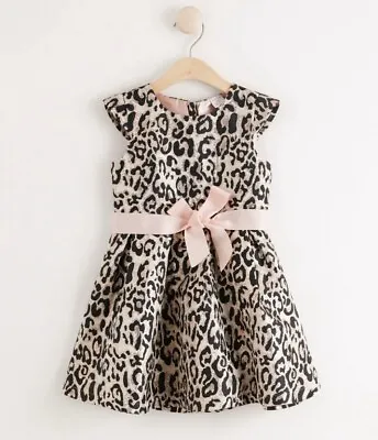 Swedish Brand Lindex Leopard Patterned Jacquard Dress Girls 4-5 Gorgeous BNWT • £12.99