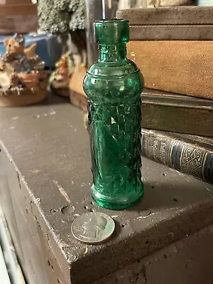 Vintage Green Diamond Miniature Glass Bottle Medicine Perfume 4 Inch • $15.99