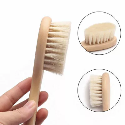 Newborn Wooden Baby Brush Hairbrush Natural Hair Brush Soft Bristles Scrub Tool • £3.83