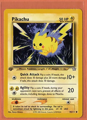 Pokémon TCG - Pikachu - Neo Genesis #70/111 - 1st Edition Common - LP • $11.99