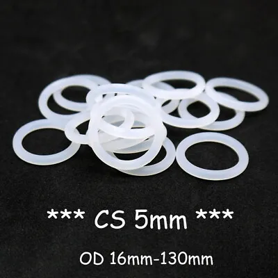 £1.43 • Buy Food Grade O-Ring 5mm Cross Section Clear Silicone Rubber O Rings Various Size