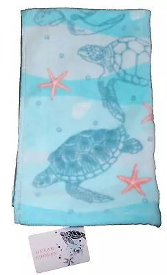 NEW Ocean Shores 1 Hand Towel Sea Turtle Seashells Starfish Nautical 16 X25  • £12.34