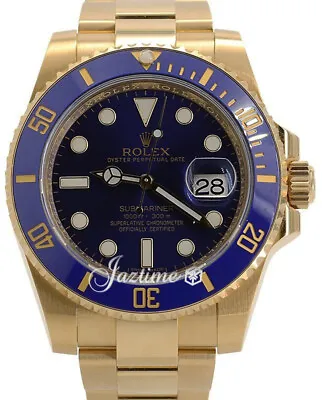 $48999 • Buy Rolex Submariner Date 116618 Blue Maxi Ceramic Yellow Gold 40mm BOX/PAPERS