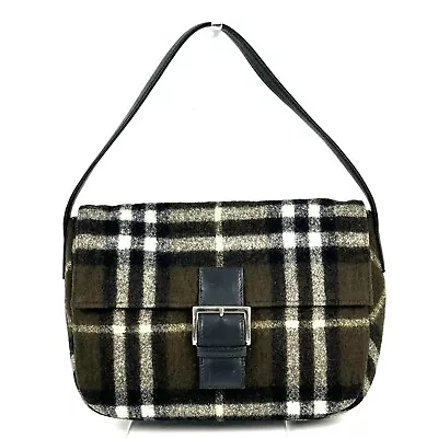 BURBERRY London Nova Check Vintage Wool One Shoulder Bag Wool Used X03-0229 • $179.99