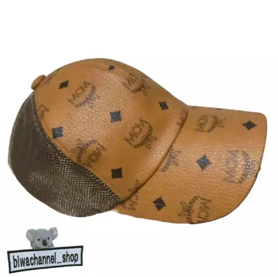 MCM Cap Monogram Pattern 6 Panel Cap Brown Baseball Cap Mens Size Free LHP 01 • $290