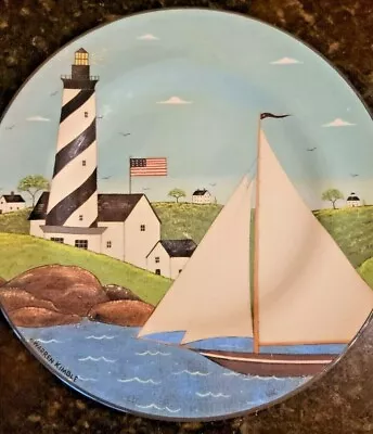 Warren Kimble Coastal Breeze Salad Melamine Plates 8.5  Set Of 4  EUC  • $18