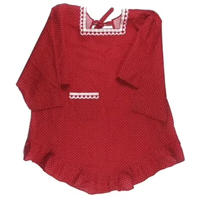 Valentines Day Kitchen Smock Apron Red Hearts Handmade Ruffles Vintage  • $12.99